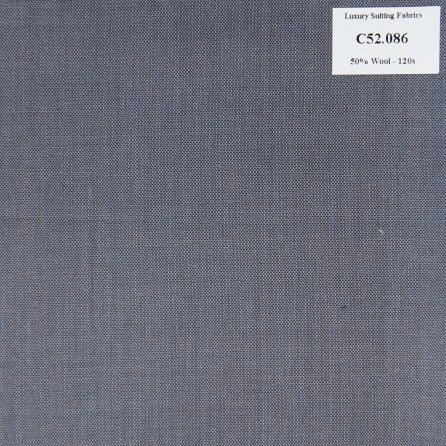 C52.086 Kevinlli V3 - Vải Suit 50% Wool - Xám Trơn